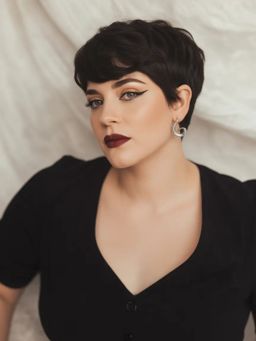 Fall haircuts for women over 40 Edgy Short Dark Pixie