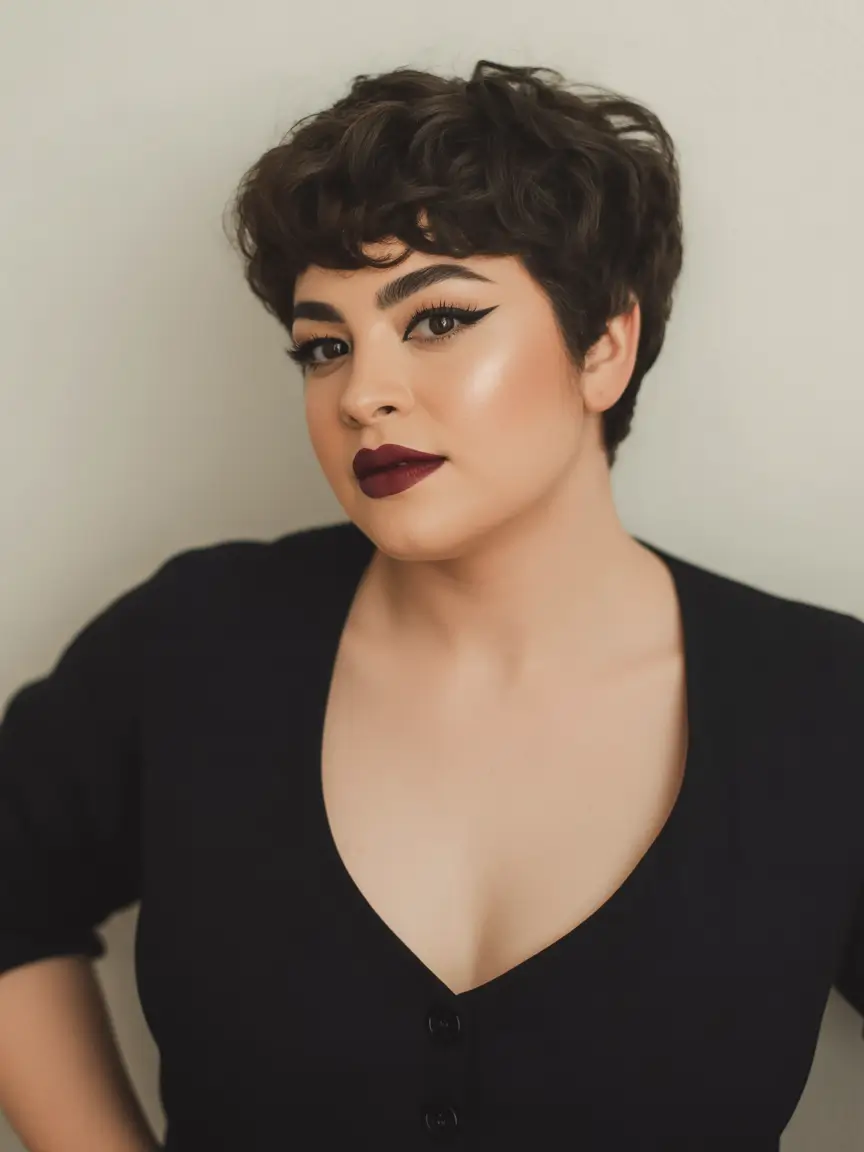 Fall round face haircut+Confident Curls with a Retro Edge