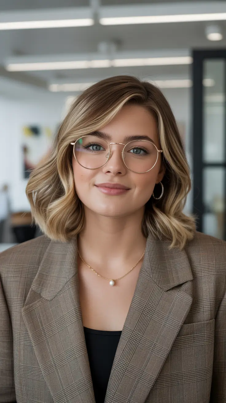 Fall round face haircut+Polished Bob with Soft Blonde Waves