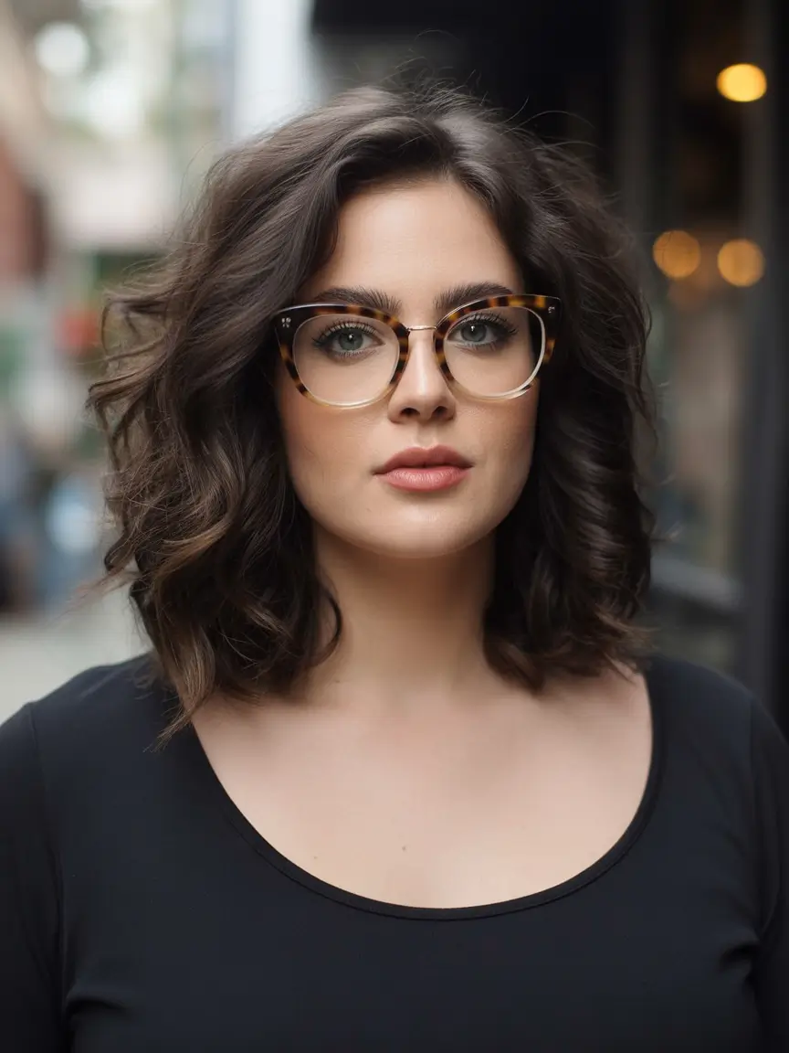 Wavy hair+Structured Volume with Deep Brunette Curls