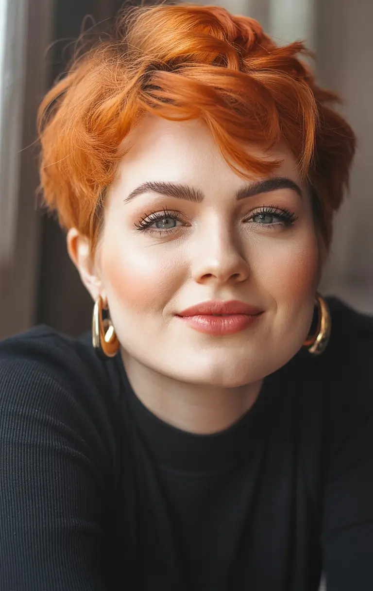 Short wolfcut+Fiery Copper Crop with Flirty Texture