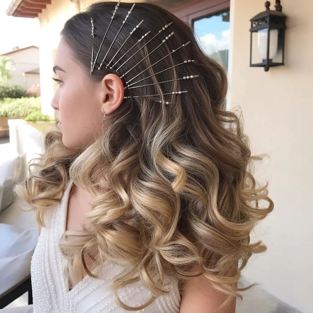 cute-fall-hairstyles-Glam-Waves-with-Bejeweled-Pins