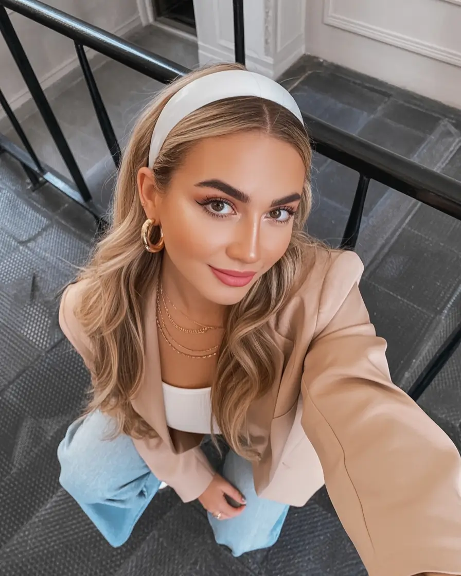 cute-fall-hairstyles-Polished-Headband-Elegance