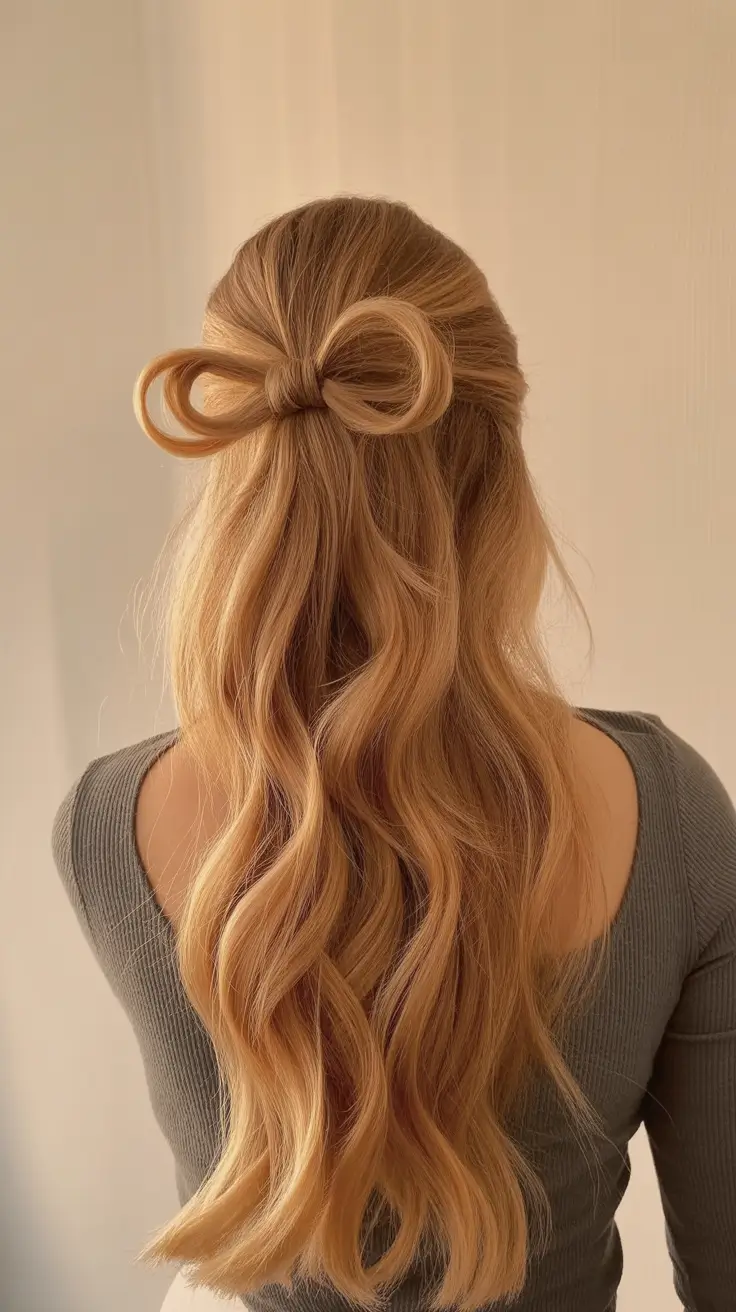 cute-fall-hairstyles-Half-Up-Bow-Detail