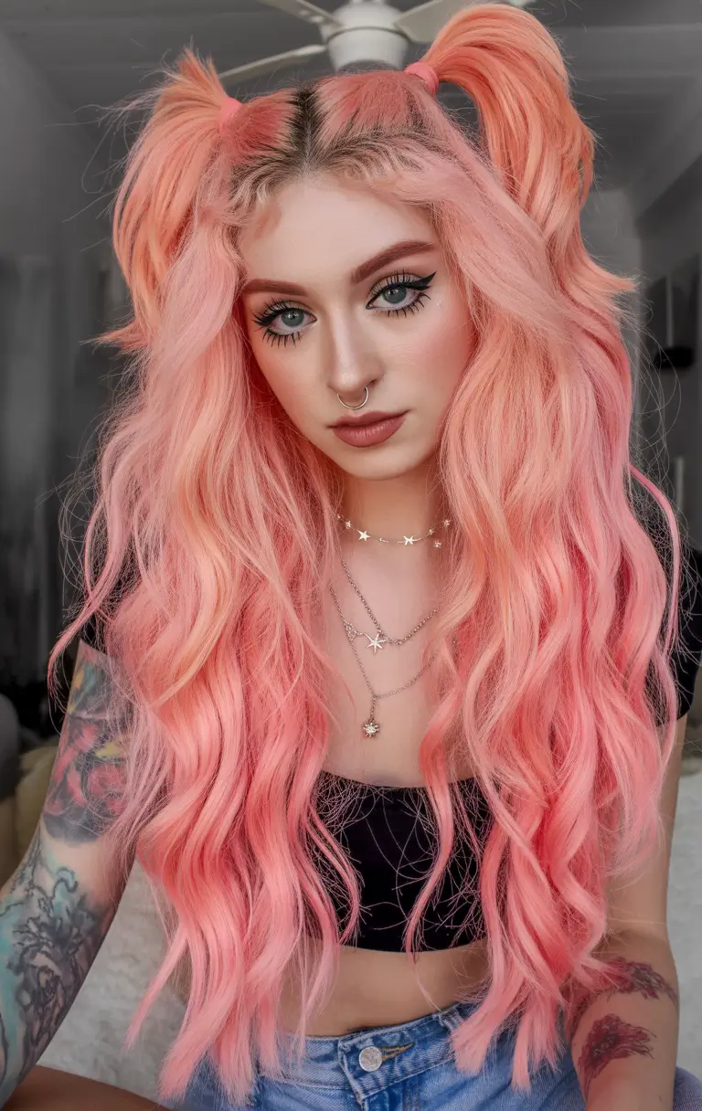 cute-fall-hairstyles-Pastel-Pink-Pigtails