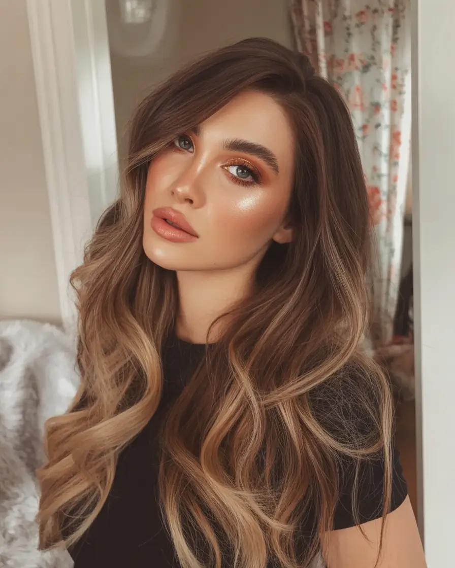 cute-fall-hairstyles-Dimensional-Chestnut-Balayage