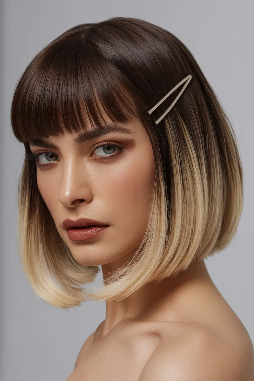 cute-fall-hairstyles-Blunt-Bob-with-Bangs