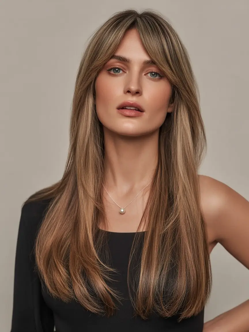 September haircuts Long Layers With Curtain Bangs
