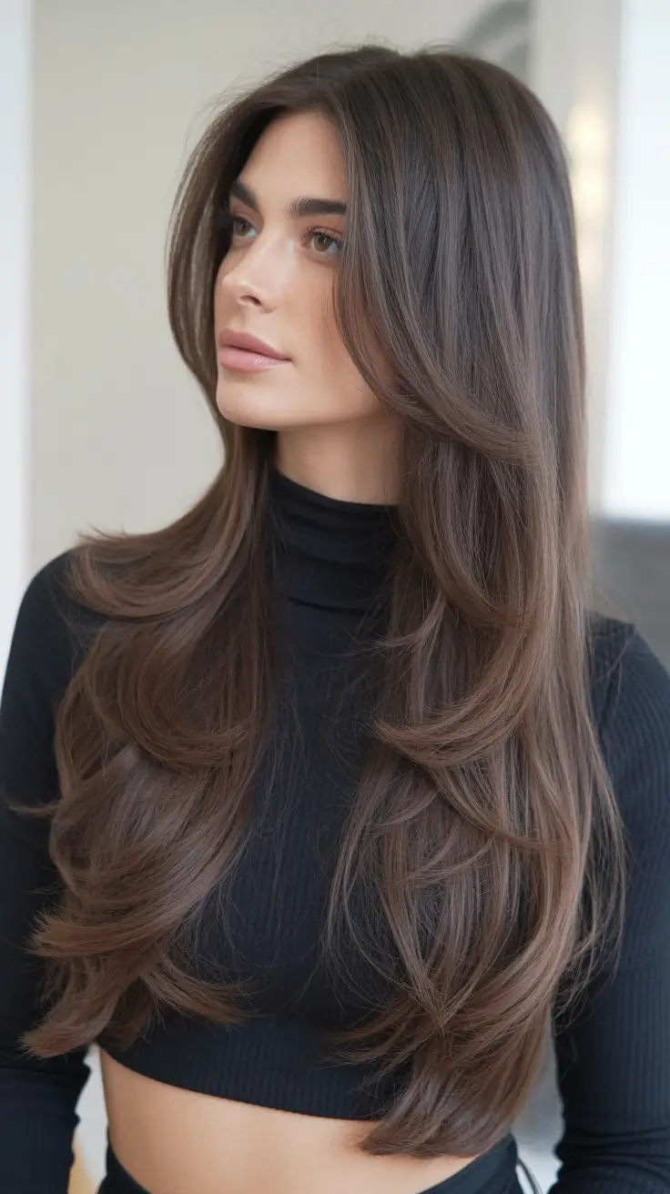 September haircuts Chocolate Cascade With Long Layers