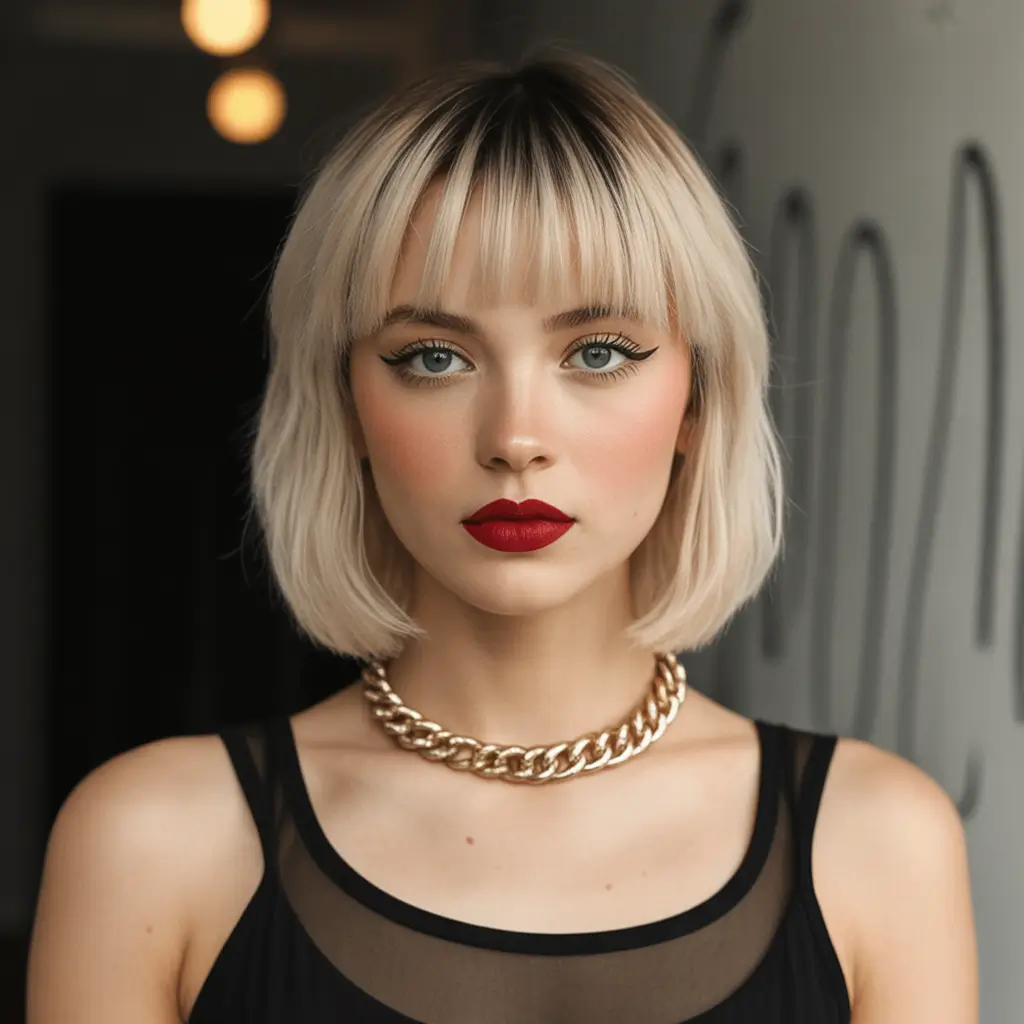 September haircuts Blunt Platinum Bob With Soft Bangs