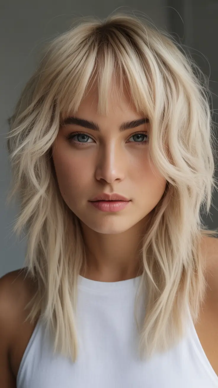 September haircuts Shaggy Blonde Layers With Fringe
