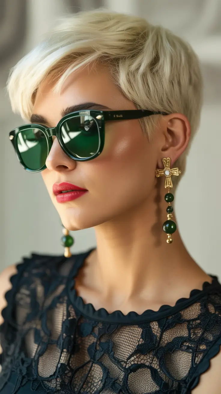 September haircuts Platinum Pixie Glam