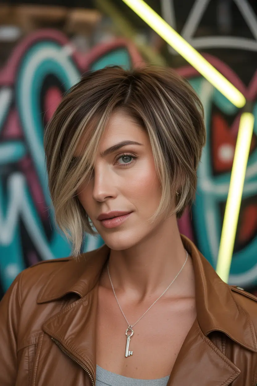 Fall Oval Face Haircuts Edgy Side-Swept Textured Bob