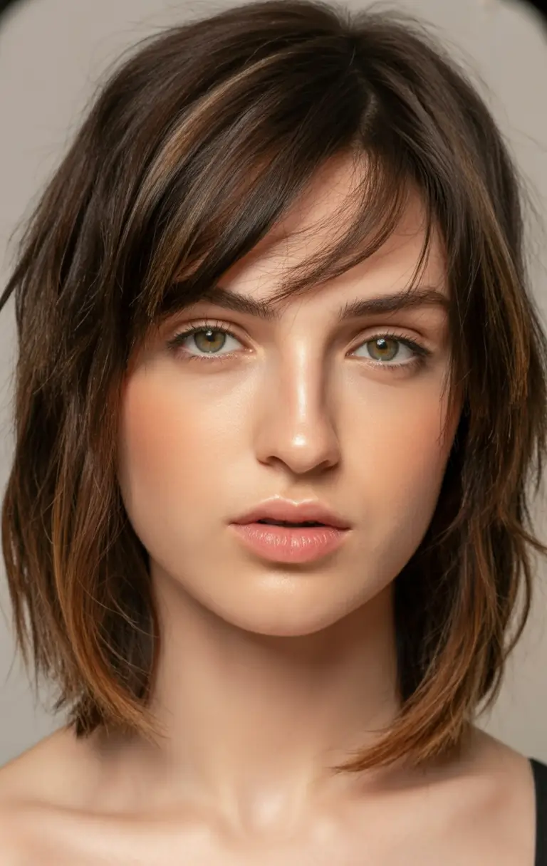 Fall Oval Face Haircuts Choppy Bob with Wispy Bangs
