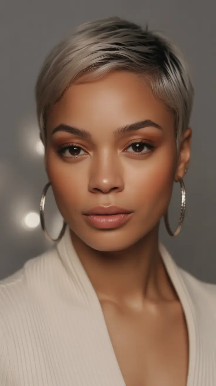 Fall Oval Face Haircuts Silky Cropped Platinum Pixie