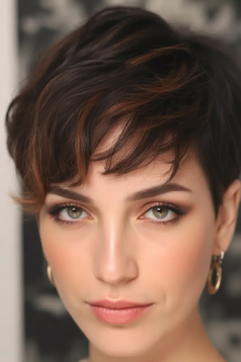 Fall Oval Face Haircuts Layered Pixie with Soft Fringe