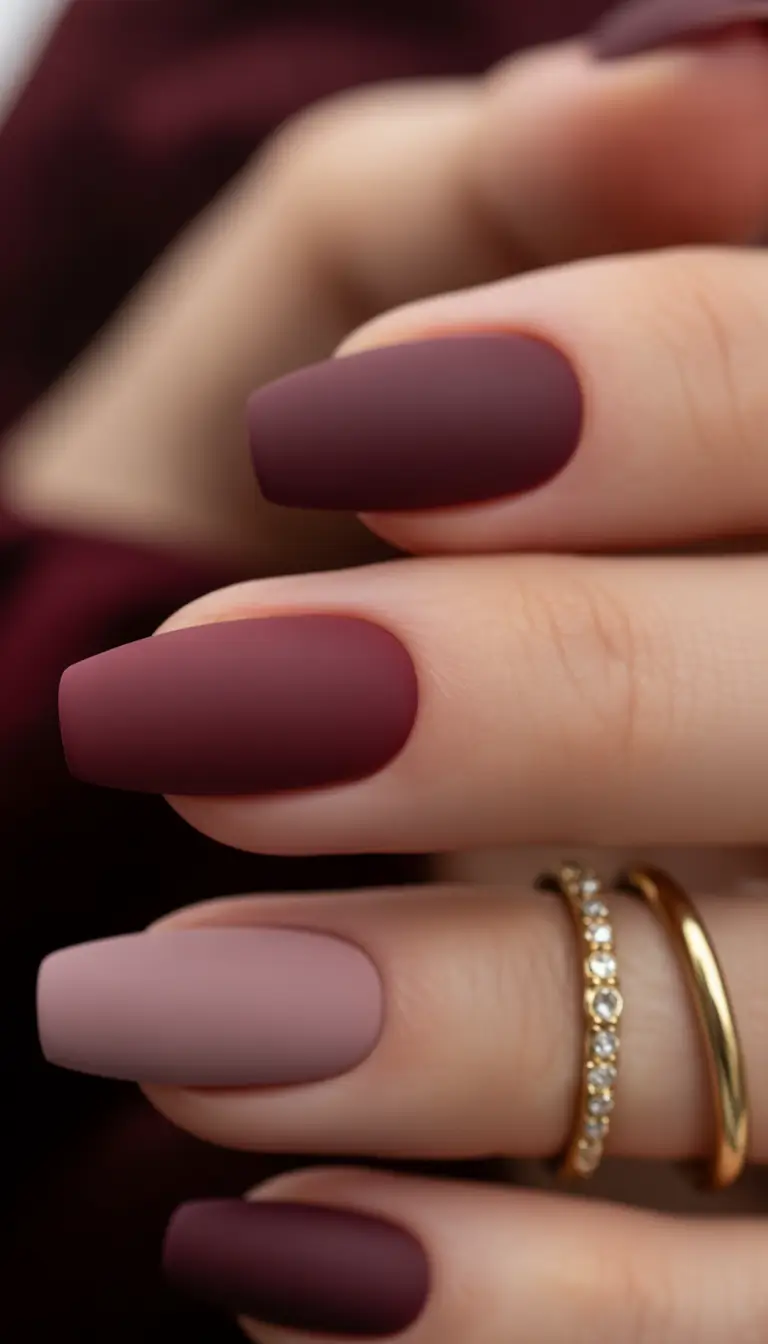 September nails color Velvet Matte Merlot: The New Neutral for Early Fall