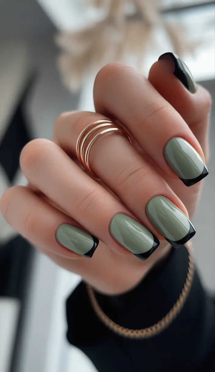 September nails color Army French: Edgy Meets Earthy