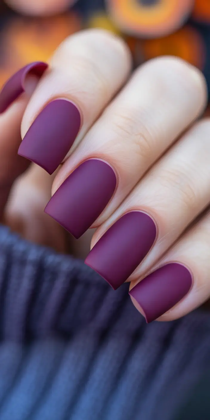 September nails color Mulled Merlot: Matte Drama for Crisp Days