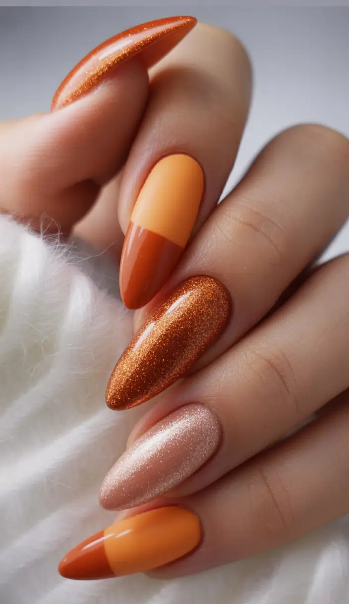 September nails color Pumpkin Spice & Sparkle: The Playful Side of Autumn
