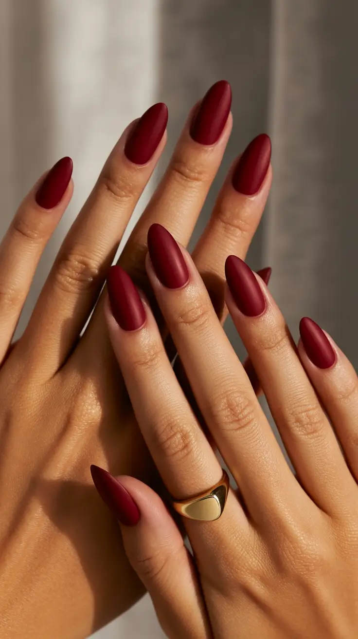 September nails color Matte Cherry Red: The Forever Power Move