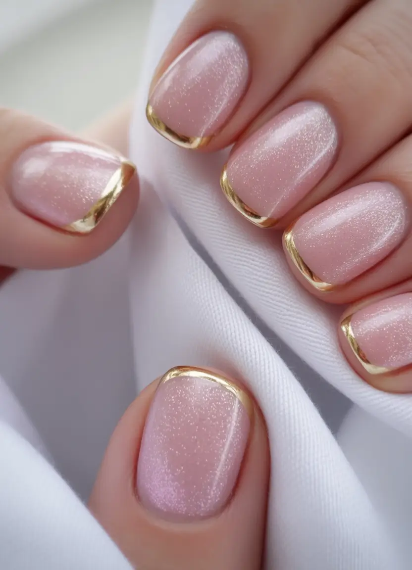 September nails color Champagne Gleam: Luxe French for the Minimalist Glam Girl