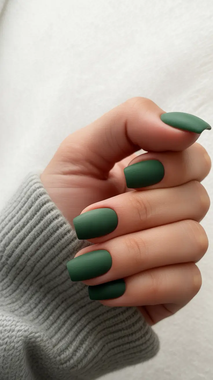 September nails color Forest Matte: A Moody Escape for Early Fall Days