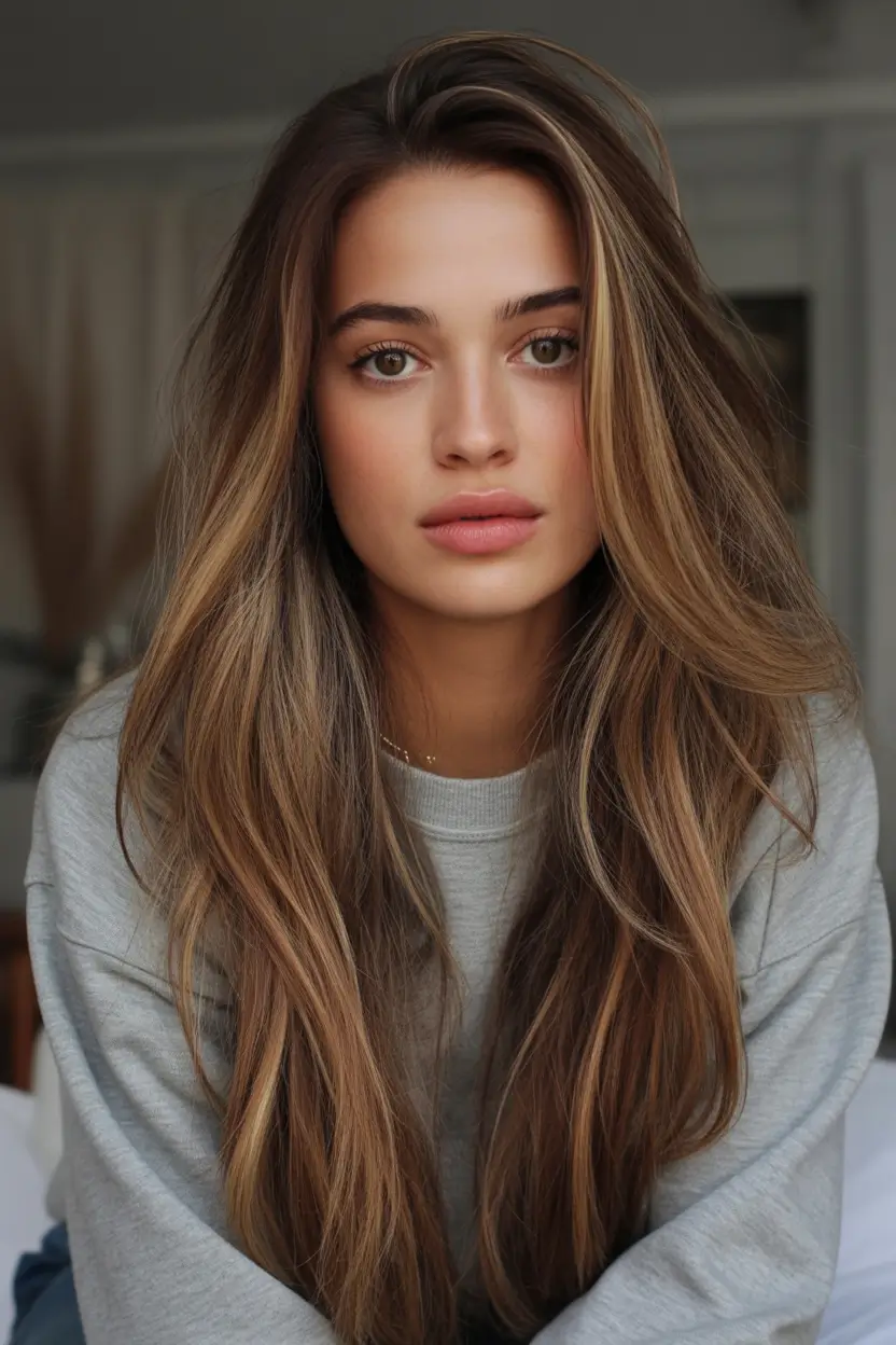 September hair color ideas - fall trends for 2025—Honey-Bronde Layers with a Lived-In Root