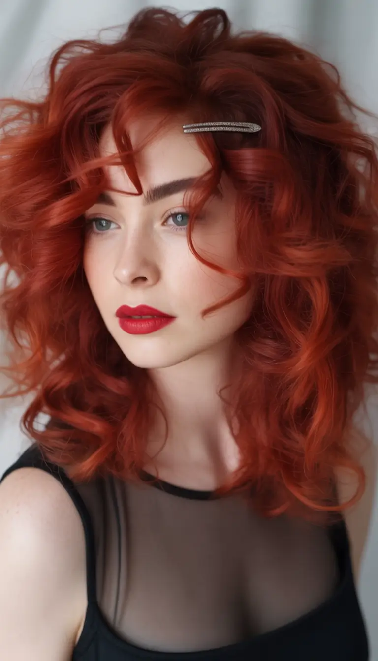 September hair color ideas - fall trends for 2025—Cranberry Flame Curls