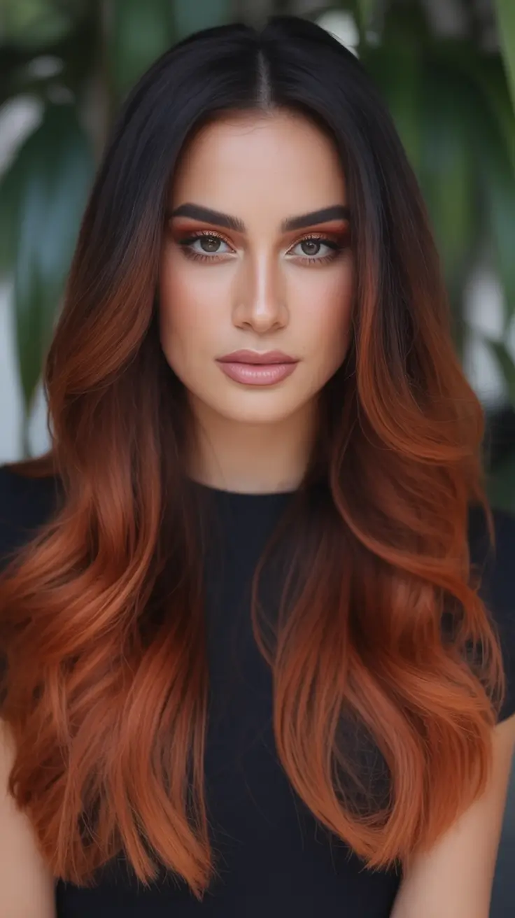 September hair color ideas - fall trends for 2025—Mocha-to-Ember Ombré