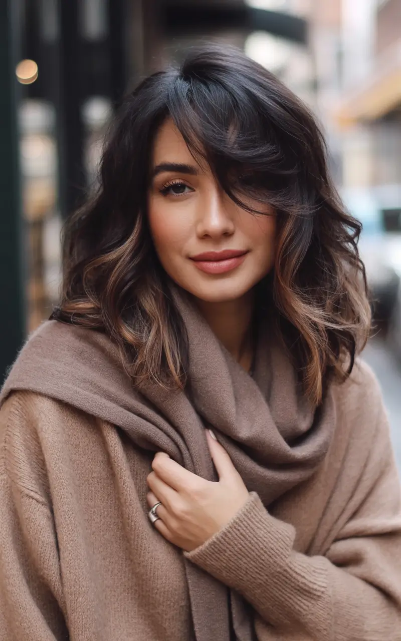 September hair color ideas - fall trends for 2025—Soft Mocha Bob with Cinnamon Halo Lights