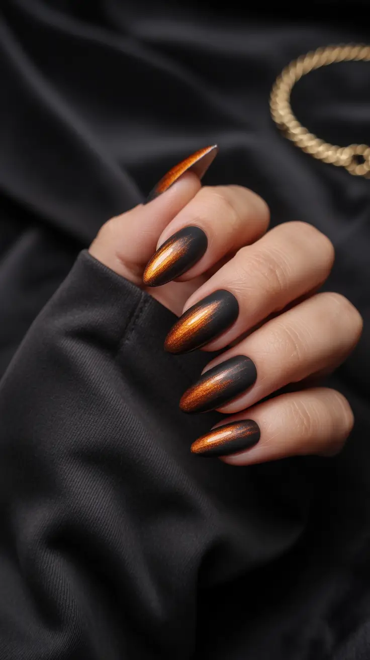 September nails design Burnished Copper Flame