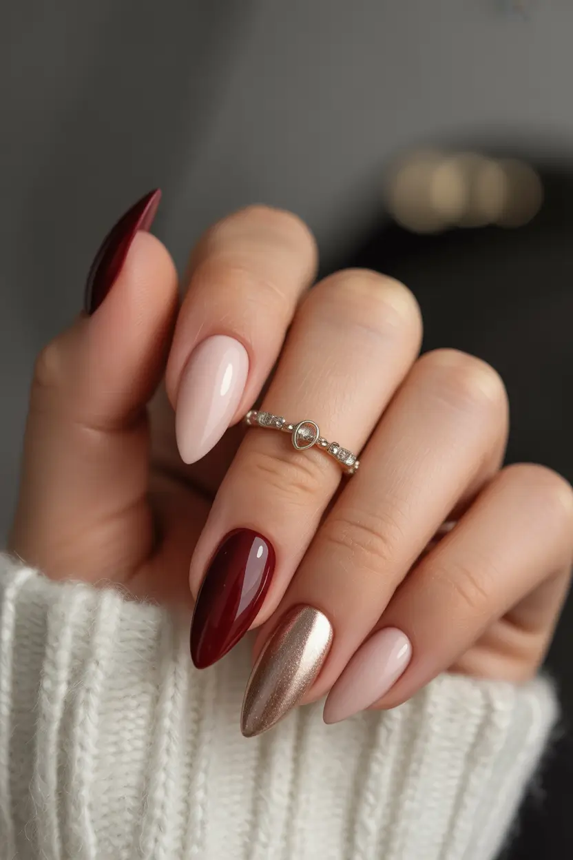 September nails design Wine & Champagne Harmony