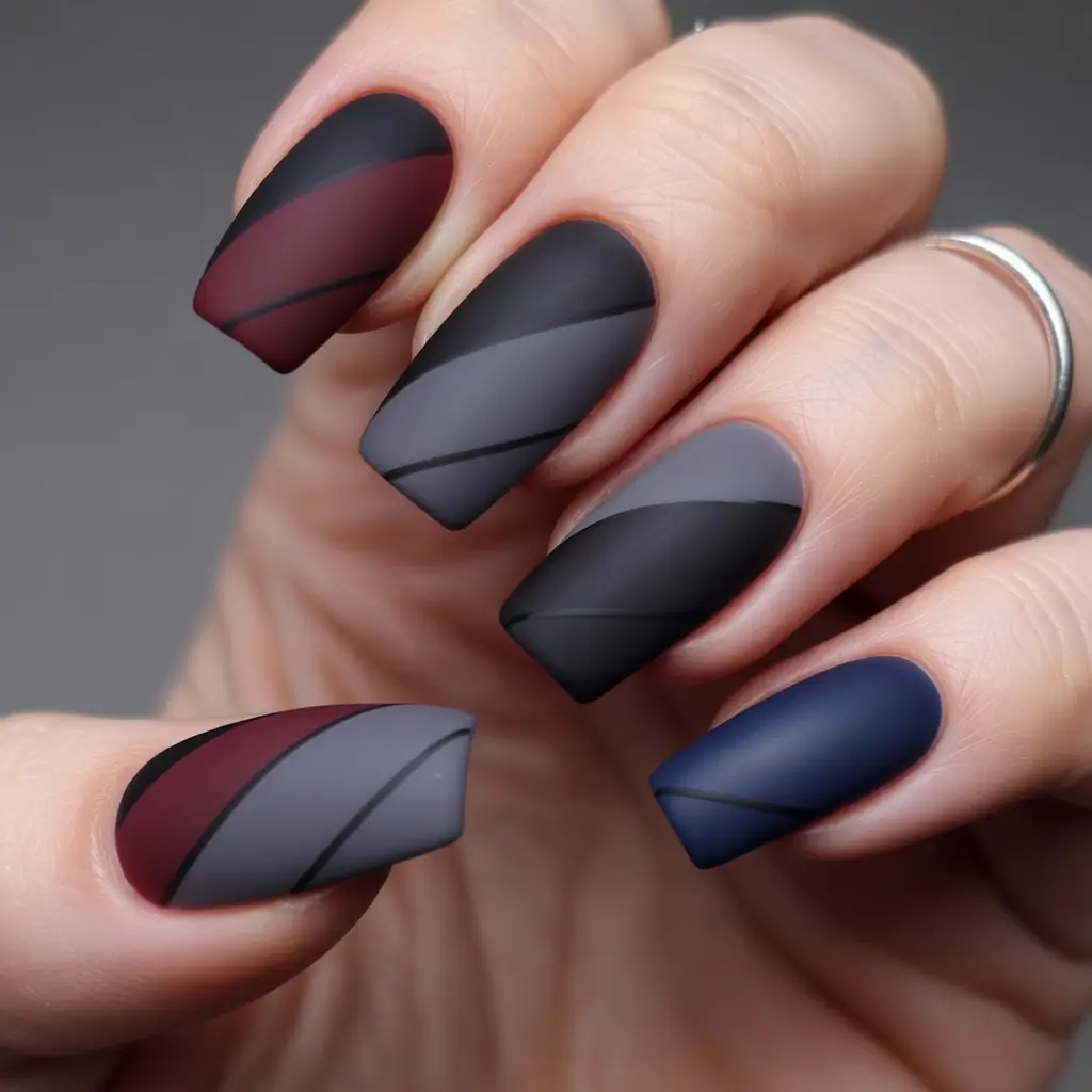 September nails design Matte Geometry