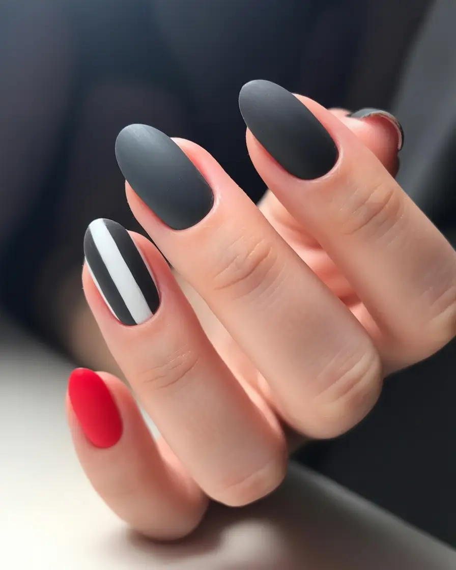 September nails design Monochrome Edge with a Pop