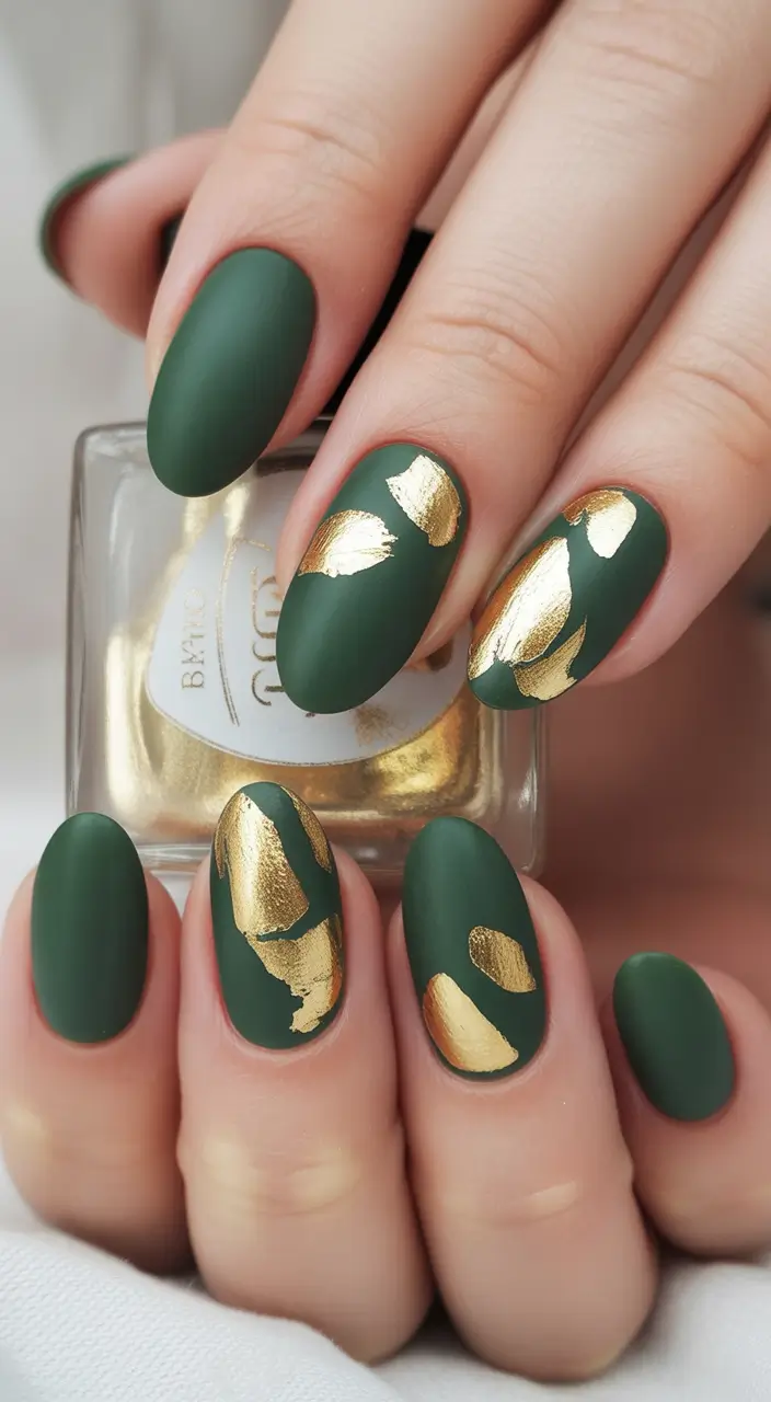 September nails design Gilded Forest Drama