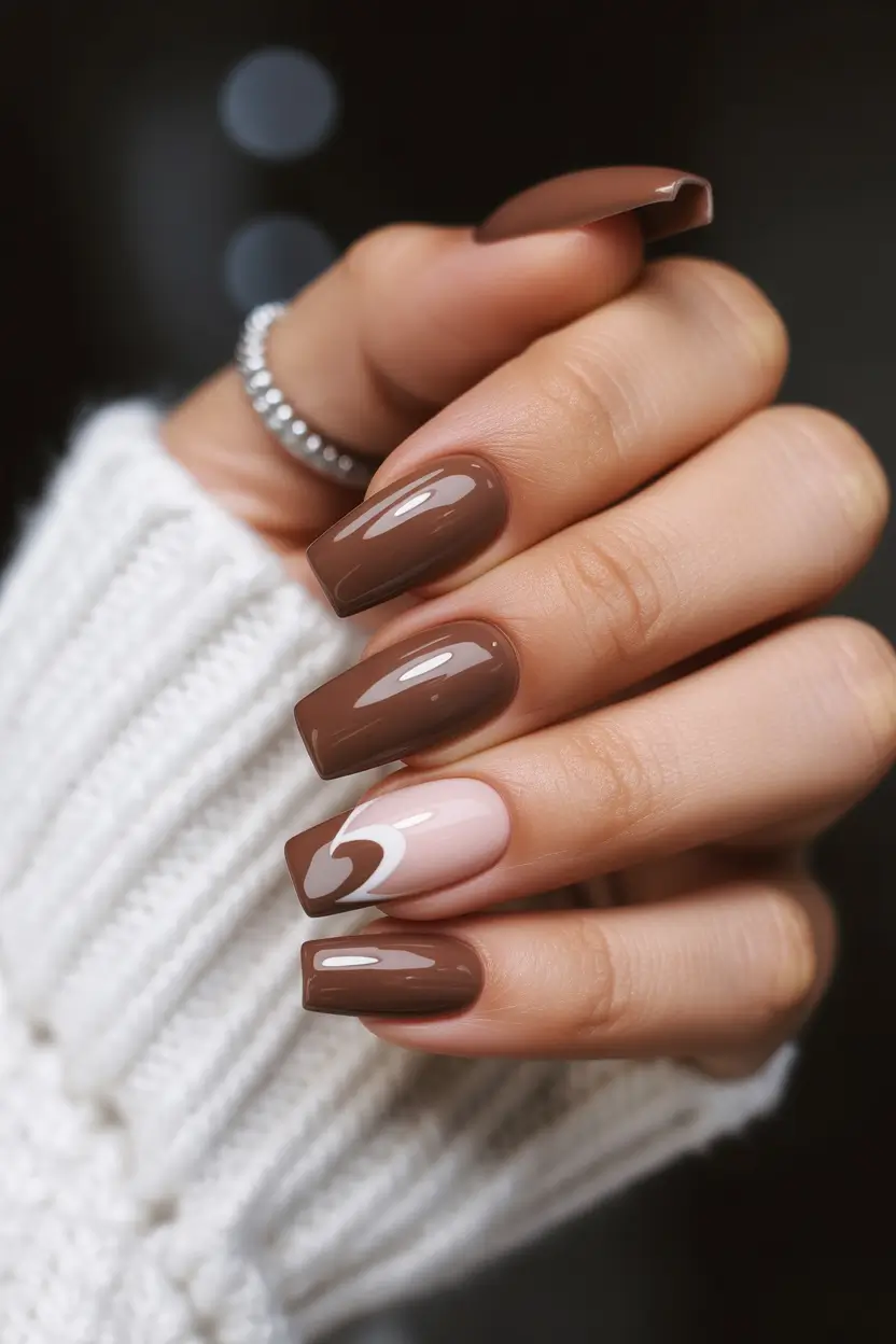 brown fall nails Soft Cocoa Accent