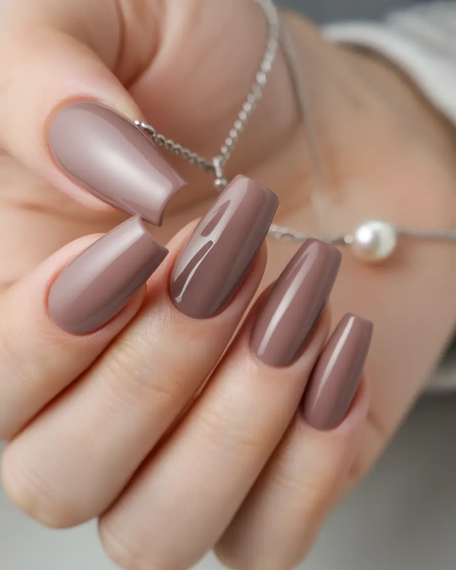 brown fall nails Muted Taupe Elegance
