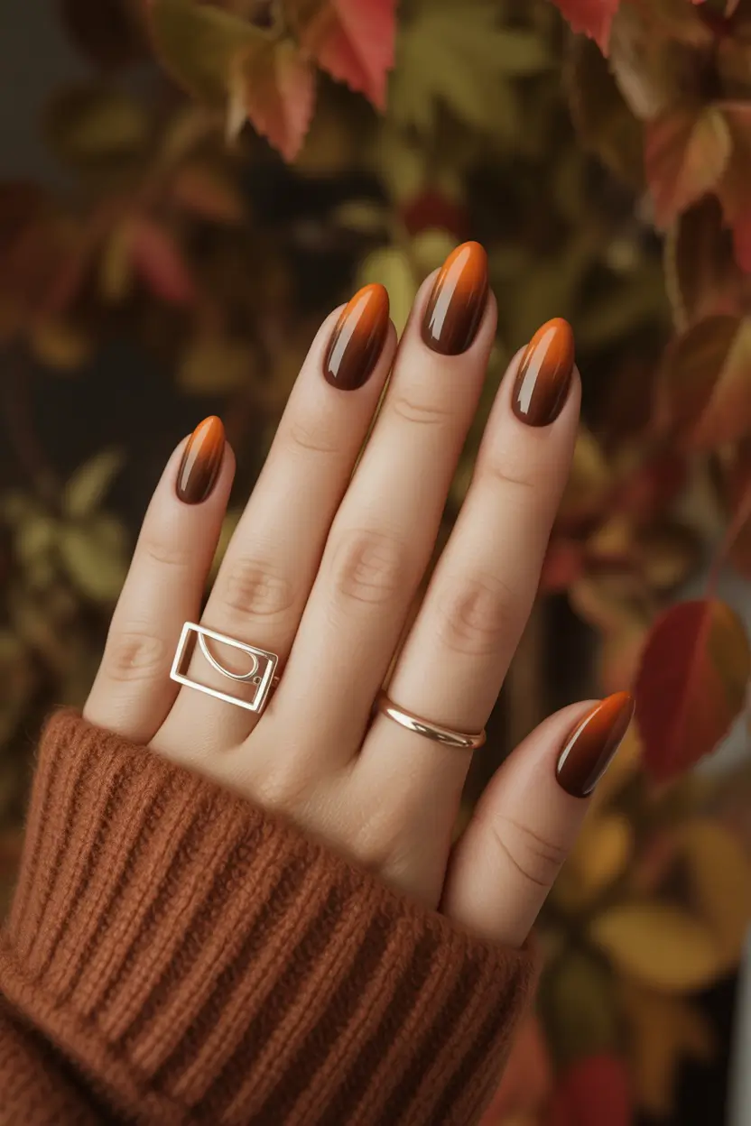 brown fall nails Burnt Orange Fade
