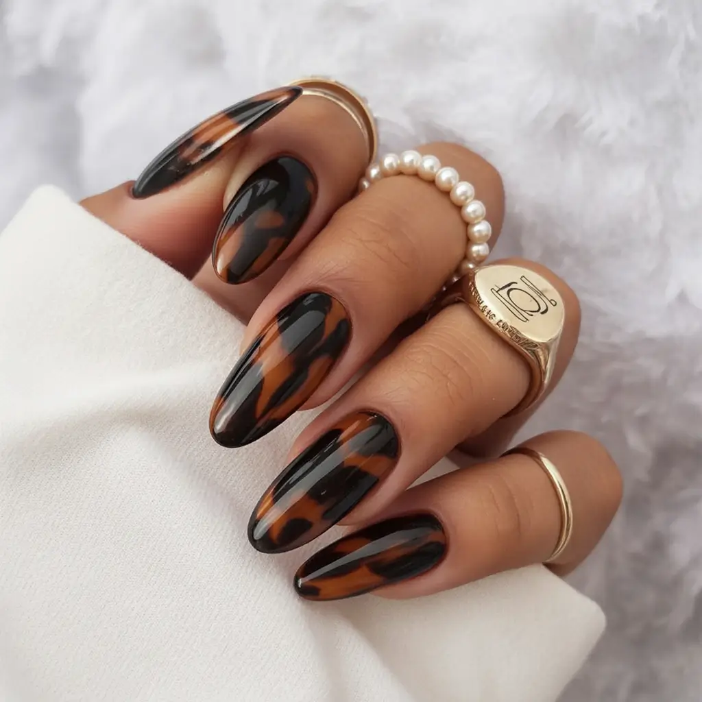 brown fall nails Tortoiseshell Luxe