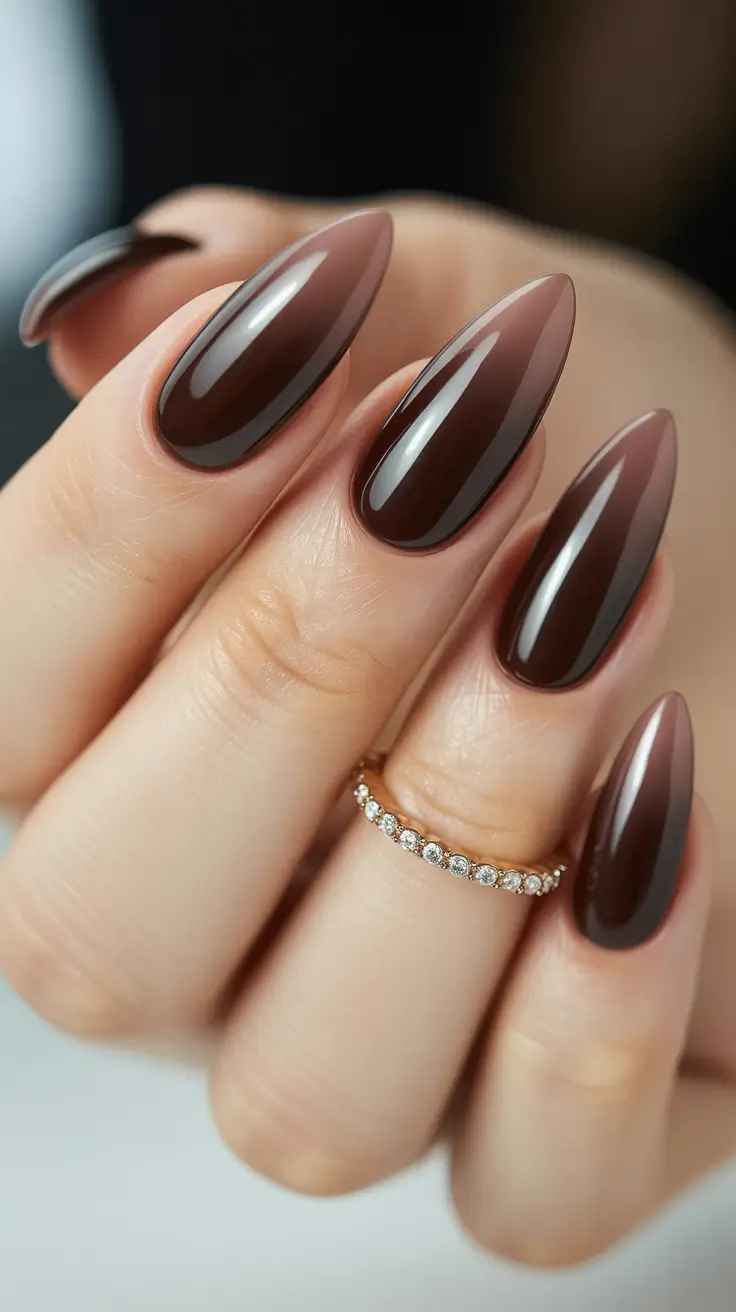 brown fall nails Deep Gradient Almond