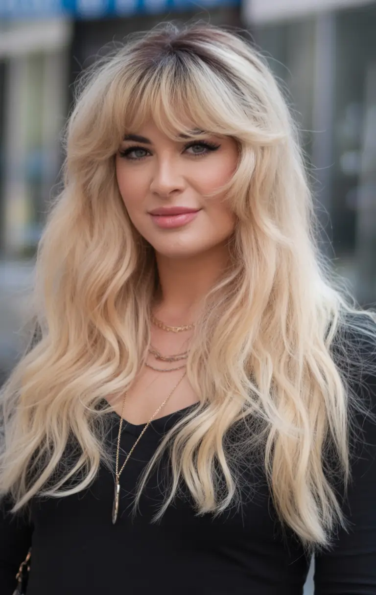 Fall-hairstyles-for-round-faces Soft Curtain Bangs with Flowing Layers