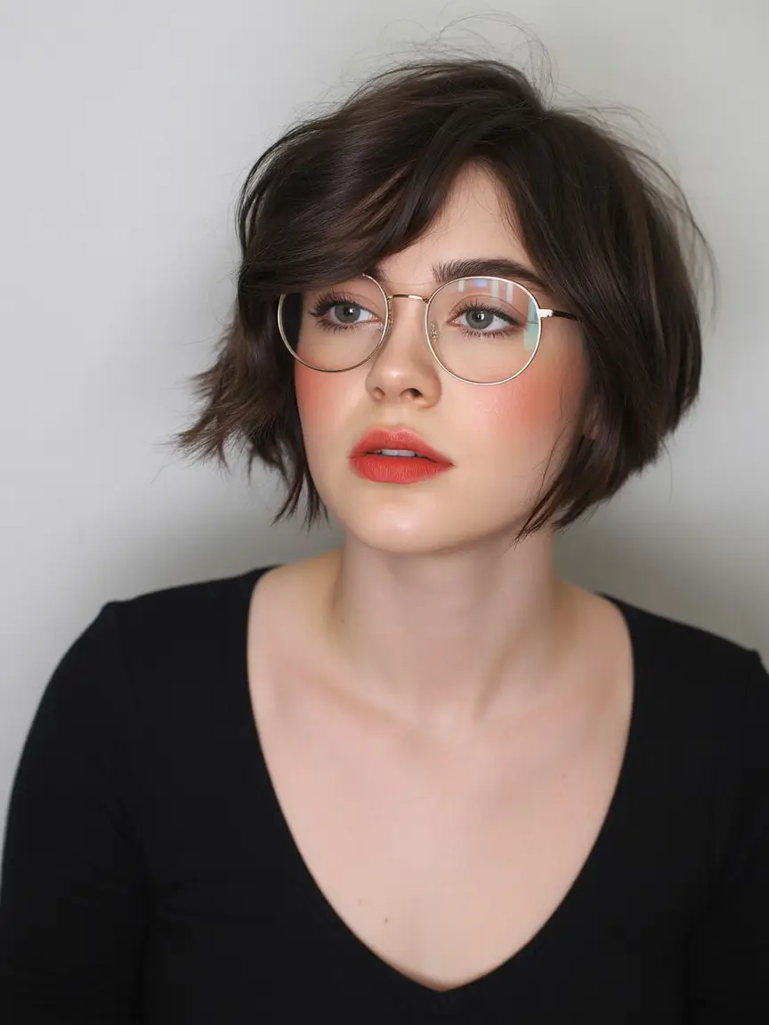 Fall-hairstyles-for-round-faces Choppy Bob with Tousled Texture