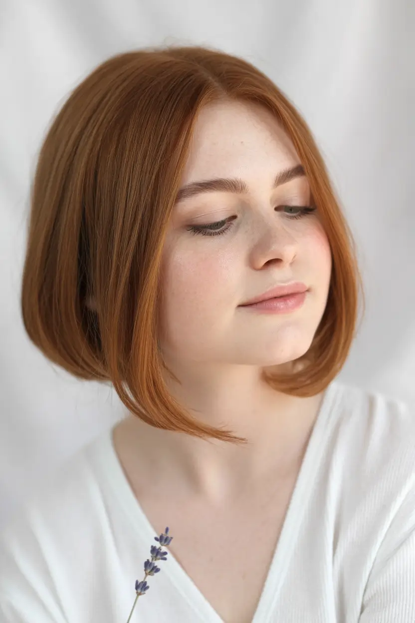 Fall-hairstyles-for-round-faces Classic Rounded Bob in Warm Tones