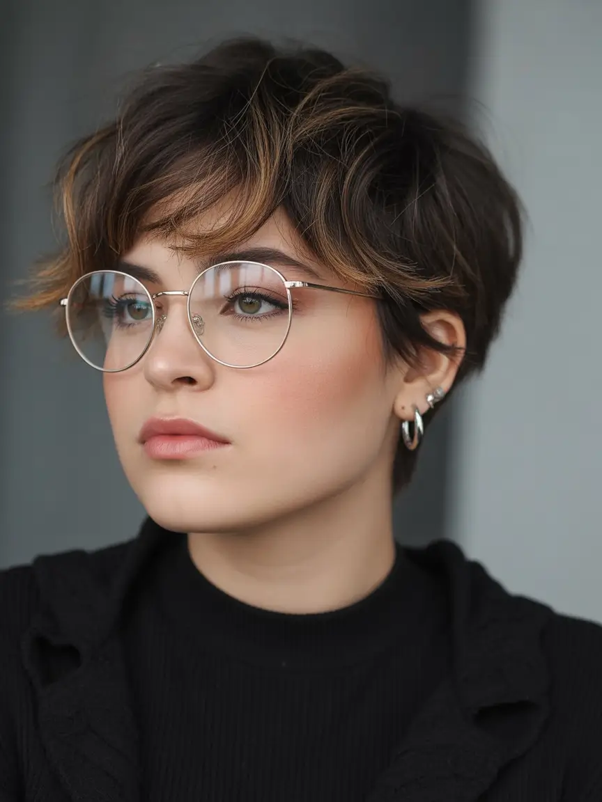 Fall-hairstyles-for-round-faces Textured Pixie with Soft Bangs