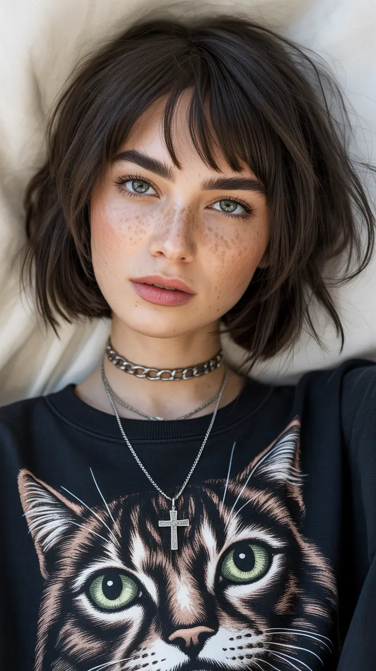 Fall-hairstyles-for-round-faces Modern Bob with Fringe