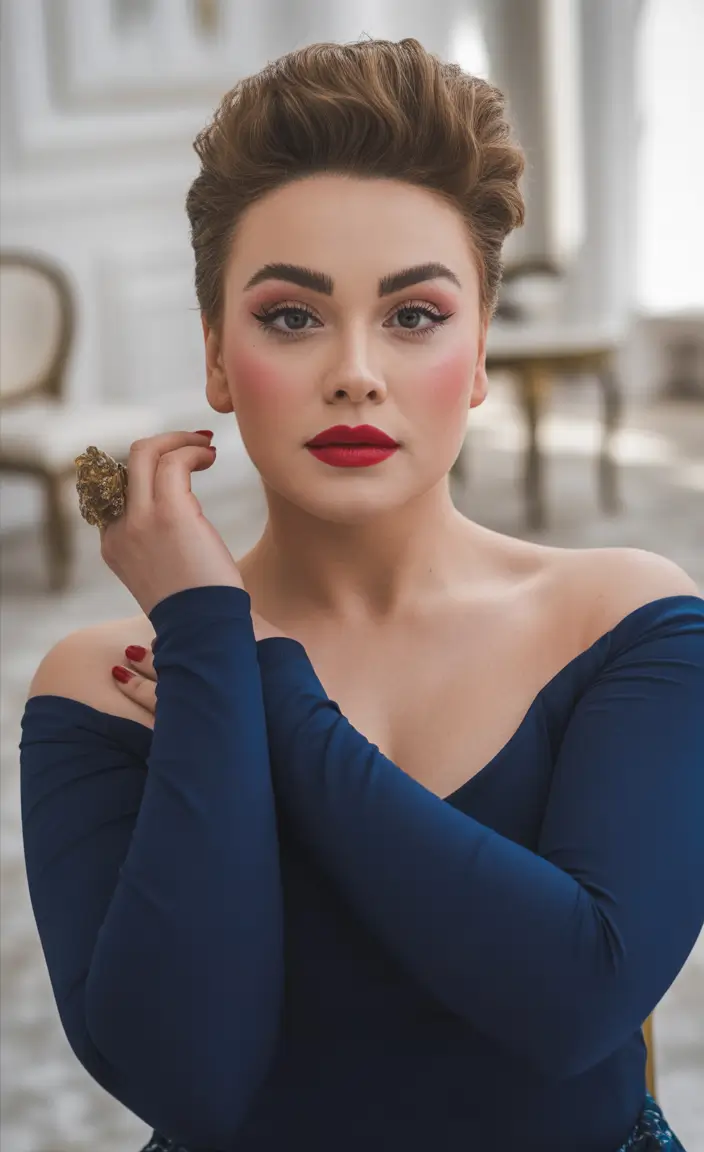 Fall-hairstyles-for-round-faces Polished Retro Pompadour