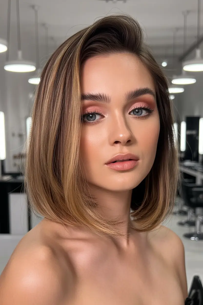 Fall-hairstyles-for-round-faces Sleek Long Bob with Subtle Layers