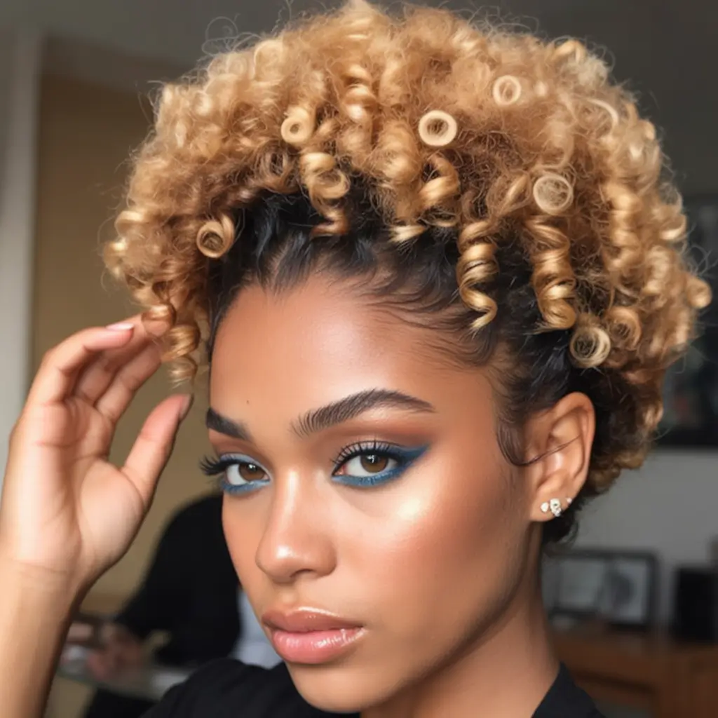 fall hair color for black women Golden Coil Crown with Lived-In Roots