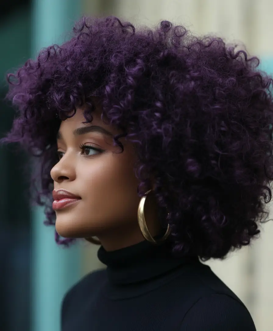 fall hair color for black women Ultra Violet Halo Curls